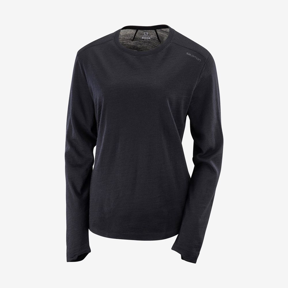 Salomon Mellemlag Dame Sort - OUTLIFE MERINO LS W (PWGBS-2958)